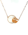 18K Rose Gold Moving Round Lucky Mother Of Pearl Diamond Necklace