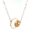 18K Rose Gold Moving Round Lucky Mother Of Pearl Diamond Necklace