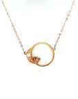 18K Rose Gold Moving Round Lucky Mother Of Pearl Diamond Necklace