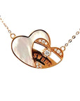 18K Rose Gold Moving Sweet Heart Mother of Pearl Diamond Necklace