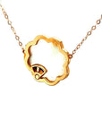 18K Rose Gold Moving Flower Heart Mother of Pearl Diamond Necklace
