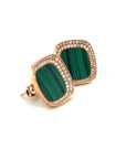 18K Rose Gold Max Cushion Malachite Diamond Earrings