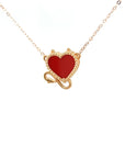 18K Rose Gold Devil's Heart Agate Diamond Necklace