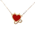 18K Rose Gold Devil's Heart Agate Diamond Necklace
