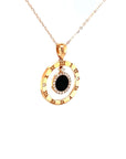 18K Rose Gold Timeless Roman Onyx Hanging Diamond Necklace