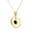 18K Rose Gold Timeless Roman Onyx Hanging Diamond Necklace