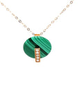 18K Rose Gold Spin Malachite Round Diamond Necklace