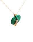 18K Rose Gold Spin Malachite Round Diamond Necklace