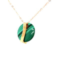 18K Rose Gold Spin Malachite Round Diamond Necklace