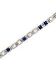 18K White Gold Boxed Sapphire Train Tennis Diamond Bracelet