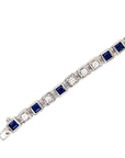 18K White Gold Boxed Sapphire Train Tennis Diamond Bracelet