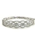 18K White Gold River Flow Lotus Cluster Diamond Bangle