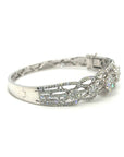18K White Gold River Flow Lotus Cluster Diamond Bangle