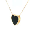 18K Rose Gold Heart Onyx Base Alphabet A Diamond Necklace
