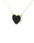 18K Rose Gold Heart Onyx Base Alphabet B Diamond Necklace