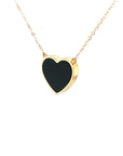 18K Rose Gold Heart Onyx Base Alphabet C Diamond Necklace