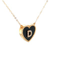 18K Rose Gold Heart Onyx Base Alphabet D Diamond Necklace