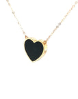 18K Rose Gold Heart Onyx Base Alphabet E Diamond Necklace