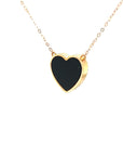 18K Rose Gold Heart Onyx Base Alphabet F Diamond Necklace