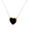 18K Rose Gold Heart Onyx Base Alphabet G Diamond Necklace