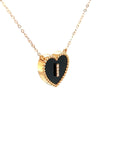 18K Rose Gold Heart Onyx Base Alphabet I Diamond Necklace