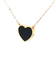 18K Rose Gold Heart Onyx Base Alphabet I Diamond Necklace
