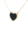 18K Rose Gold Heart Onyx Base Alphabet J Diamond Necklace