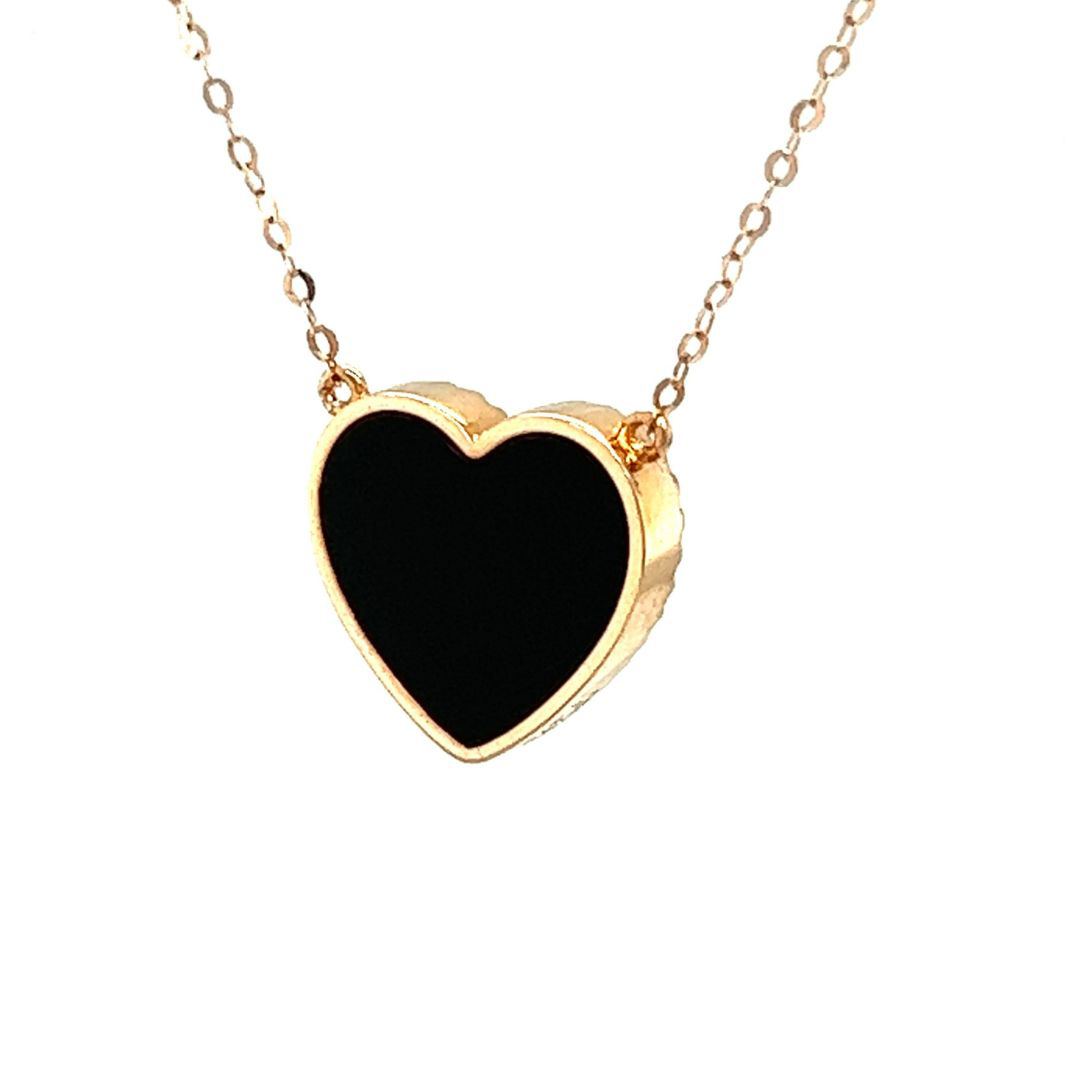 18K Rose Gold Heart Onyx Base Alphabet K Diamond Necklace