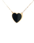 18K Rose Gold Heart Onyx Base Alphabet L Diamond Necklace