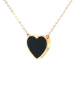 18K Rose Gold Heart Onyx Base Alphabet S Diamond Necklace