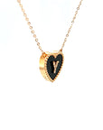 18K Rose Gold Heart Onyx Base Alphabet Y Diamond Necklace