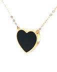 18K Rose Gold Heart Onyx Base Alphabet N Diamond Necklace