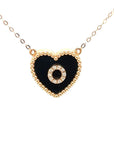 18K Rose Gold Heart Onyx Base Alphabet O Diamond Necklace