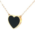 18K Rose Gold Heart Onyx Base Alphabet O Diamond Necklace