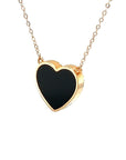 18K Rose Gold Heart Onyx Base Alphabet Q Diamond Necklace