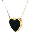 18K Rose Gold Heart Onyx Base Alphabet R Diamond Necklace