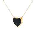 18K Rose Gold Heart Onyx Base Alphabet W Diamond Necklace