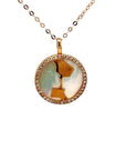 18K Rose Gold Gemini Abstract Mother Of Pearl Diamond Necklace