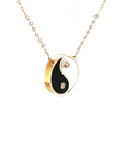 18K Rose Gold Yin Yang Mother Of Pearl Onyx Diamond Necklace