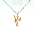 18K Rose Gold Stylish Wings Alphabet Y Full Diamond Necklace