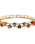 18K Rose Gold Eleven Five MM Heart Fancy Sapphire Double Deck Diamond Bangle