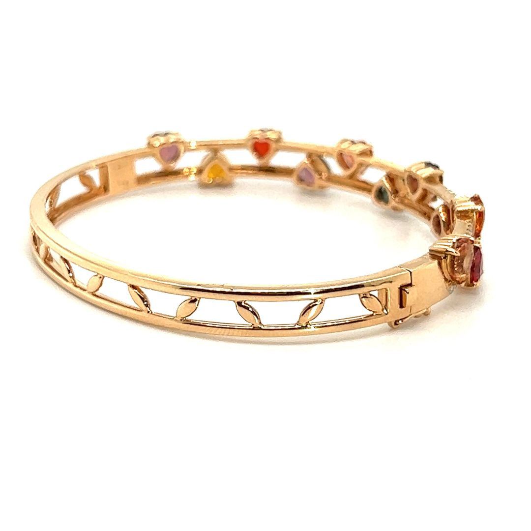 18K Rose Gold Eleven Five MM Heart Fancy Sapphire Double Deck Diamond Bangle