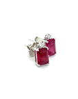18K White Gold EM Shape Ruby Shape Diamond Earrings