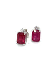18K White Gold EM Shape Ruby Shape Diamond Earrings
