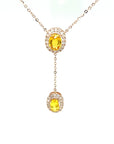 18K Rose Gold Lariat OV Fancy Sapphire Diamond Necklace