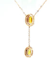 18K Rose Gold Lariat OV Fancy Sapphire Diamond Necklace