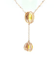 18K Rose Gold Lariat Heart Fancy Sapphire Diamond Necklace