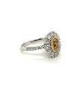 18K White Gold Oval Yellow Diamond Halo Simple DIamond Ring