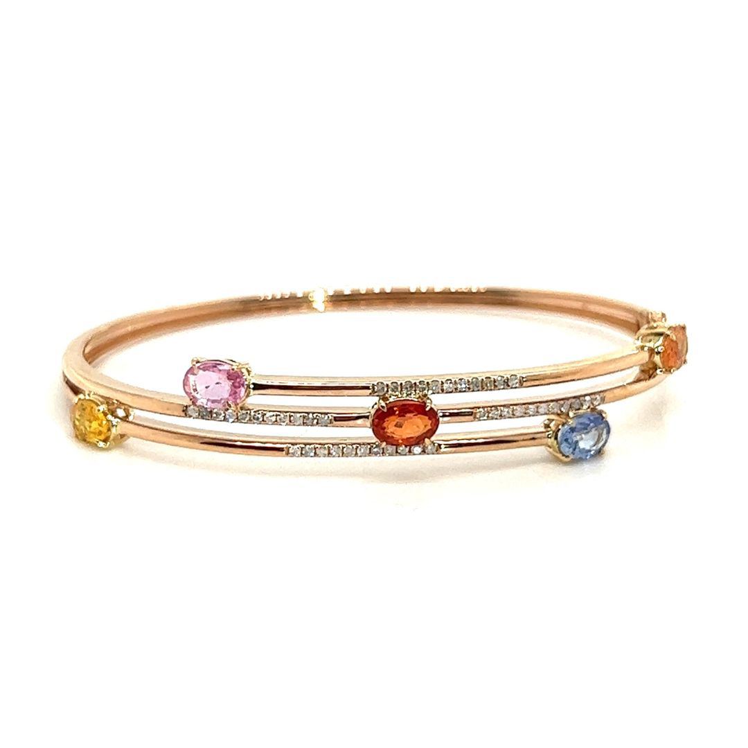 18K Rose Gold Oval Shape FS Interval Diamond Bangle