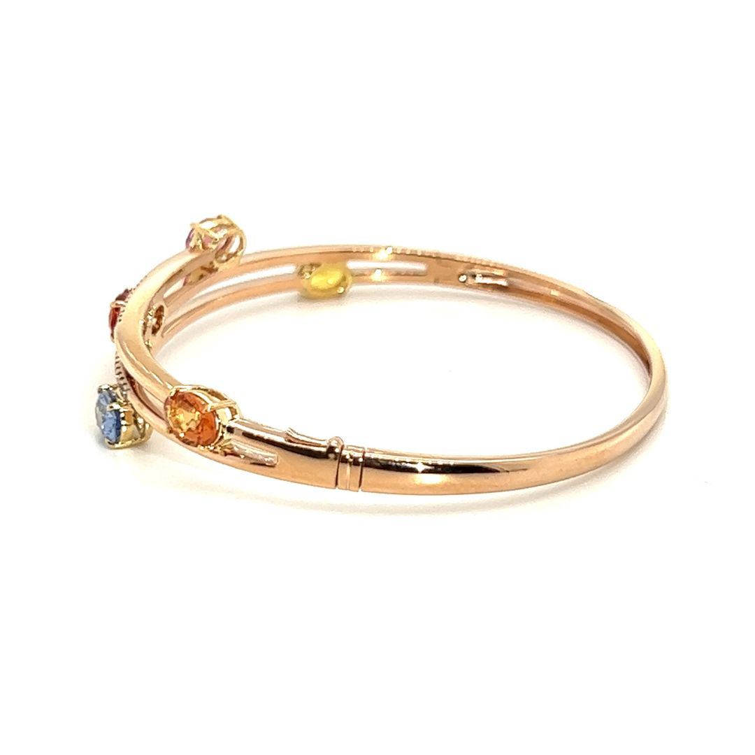 18K Rose Gold Oval Shape FS Interval Diamond Bangle